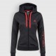 Adidas Climalite Diagonal Striped Full-Zip Hoodie Black & Neon Red / Pre Owned